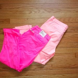 Gap Khakis Broken-In Straight x2 Neon Pink Orange